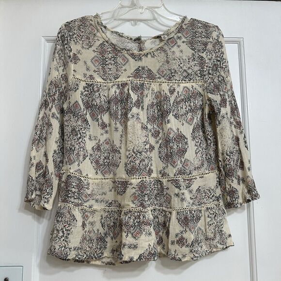 Lucky Brand Women’s Blouse, Boho Patterned, Lightweight, 100% Viscose, Medium - Picture 1 of 14